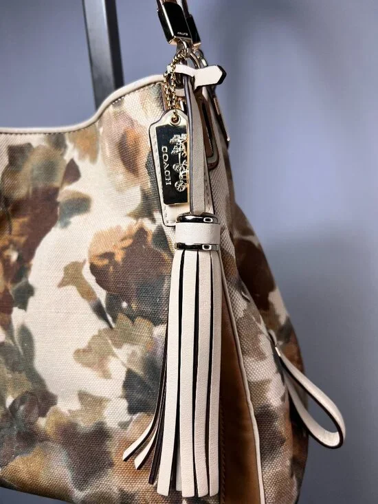 COACH F28019 Madison Floral Camo Print Fabric/Leather Phoebe Shoulder Bag - Picture 2 of 9